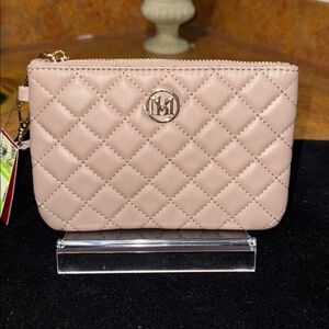 Badgley Mischka Taupe Quilted Wristlet